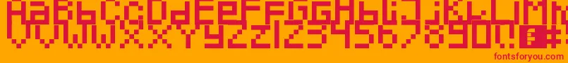 フォントPixeled – オレンジの背景に赤い文字