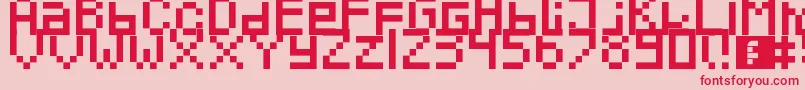 Pixeled-Schriftart – Rote Schriften auf rosa Hintergrund