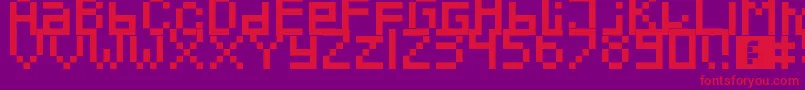 フォントPixeled – 紫の背景に赤い文字