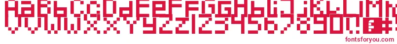Pixeled-Schriftart – Rote Schriften auf weißem Hintergrund