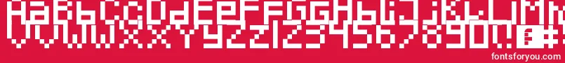 Pixeled-Schriftart – Weiße Schriften auf rotem Hintergrund