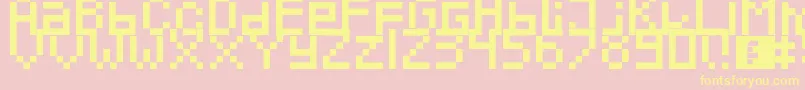 Pixeled-fontti – keltaiset fontit vaaleanpunaisella taustalla