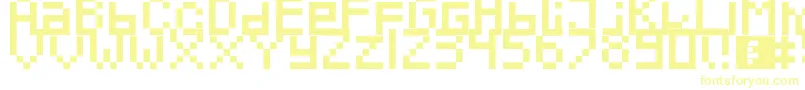 Pixeled-Schriftart – Gelbe Schriften auf weißem Hintergrund