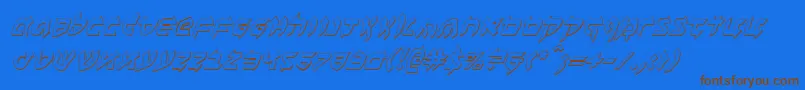 フォントBenZion3DItalic – 茶色の文字が青い背景にあります。