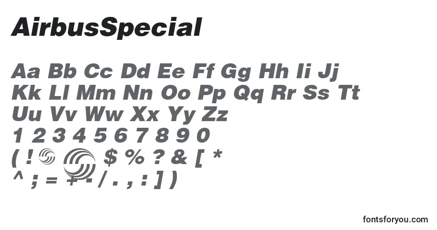 A fonte AirbusSpecial – alfabeto, números, caracteres especiais
