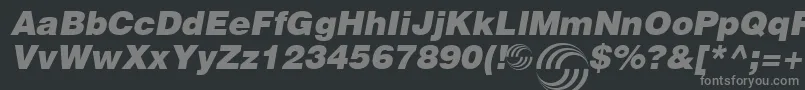 AirbusSpecial-fontti – harmaat kirjasimet mustalla taustalla