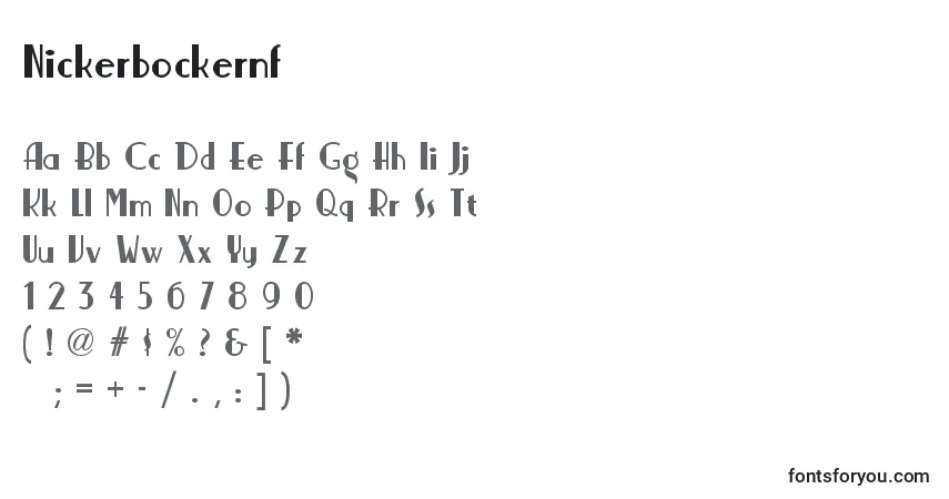A fonte Nickerbockernf (14306) – alfabeto, números, caracteres especiais