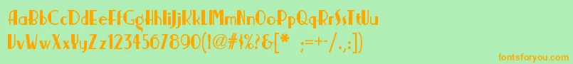 Nickerbockernf-Schriftart – Orangefarbene Schriften auf grünem Hintergrund