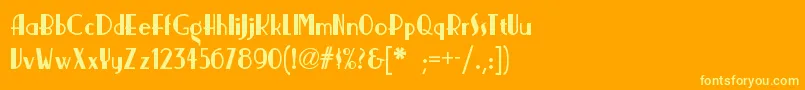 Подробнее о шрифте Nickerbockernf Шрифт Nickerbockernf – жёлтые шрифты на оранжевом фоне