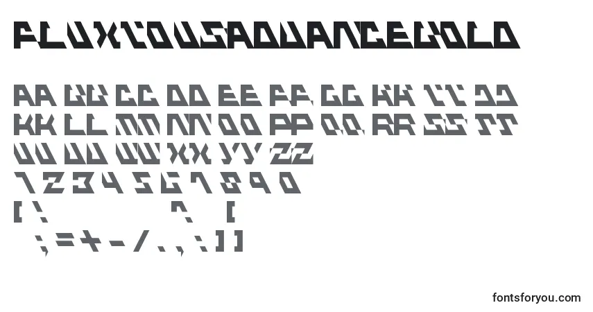 Schriftart FluxiousAdvanceBold – Alphabet, Zahlen, spezielle Symbole
