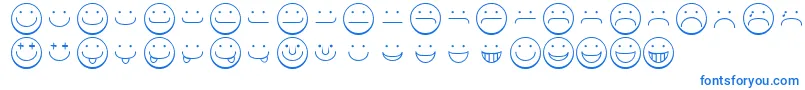 Smileyface-Schriftart – Blaue Schriften auf weißem Hintergrund