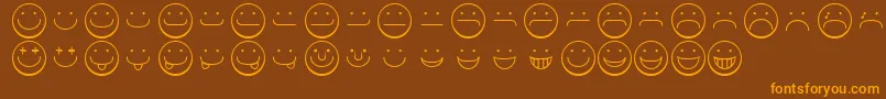 フォントSmileyface – オレンジ色の文字が茶色の背景にあります。