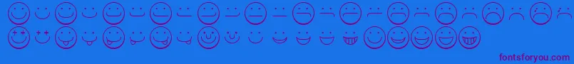 Smileyface-Schriftart – Violette Schriften auf blauem Hintergrund