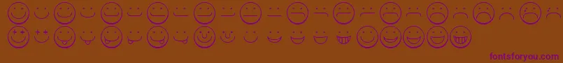 Smileyface-Schriftart – Violette Schriften auf braunem Hintergrund