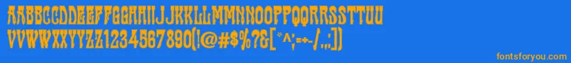 フォントCabac – オレンジ色の文字が青い背景にあります。