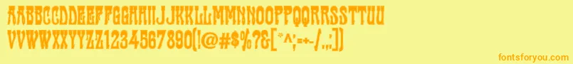 フォントCabac – オレンジの文字が黄色の背景にあります。