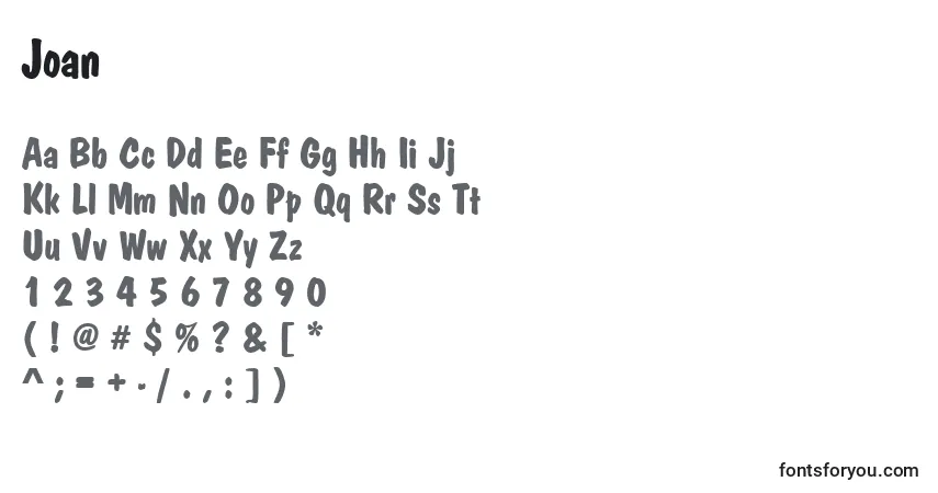 Schriftart Joan – Alphabet, Zahlen, spezielle Symbole