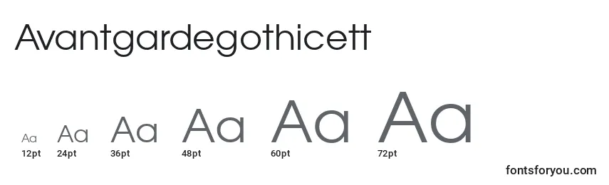 Размеры шрифта Avantgardegothicett