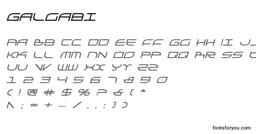 Schriftart Galgabi – Alphabet, Zahlen, spezielle Symbole