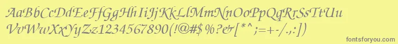 InvitationRegular-Schriftart – Graue Schriften auf gelbem Hintergrund