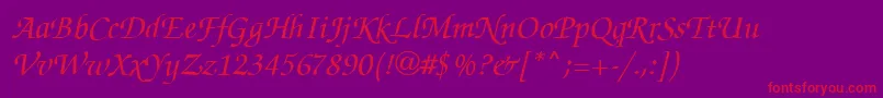 InvitationRegular Font – Red Fonts on Purple Background