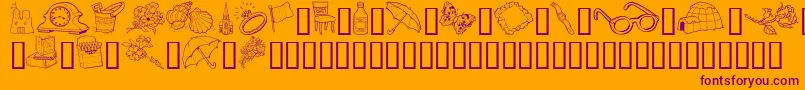 GeGrabBagI-Schriftart – Violette Schriften auf orangefarbenem Hintergrund