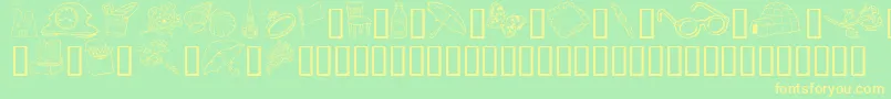 GeGrabBagI Font – Yellow Fonts on Green Background