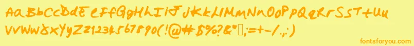 Hollysharpie-Schriftart – Orangefarbene Schriften auf gelbem Hintergrund