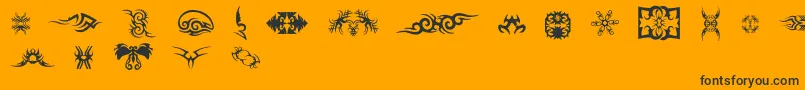 TtfTattoef-Schriftart – Schwarze Schriften auf orangefarbenem Hintergrund