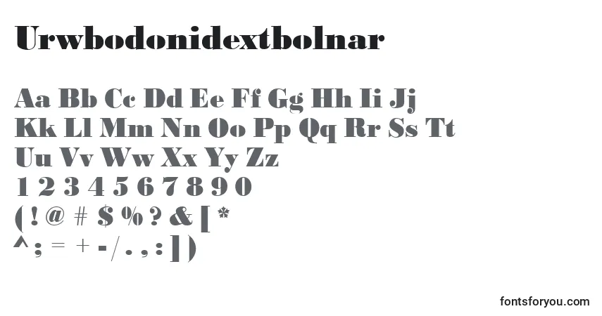 A fonte Urwbodonidextbolnar – alfabeto, números, caracteres especiais
