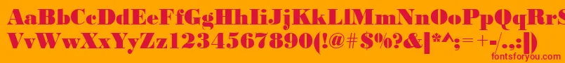 フォントUrwbodonidextbolnar – オレンジの背景に赤い文字