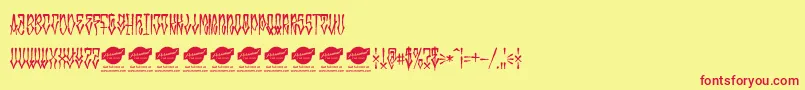 MonstatagPersonaluse-Schriftart – Rote Schriften auf gelbem Hintergrund