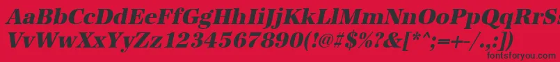 Шрифт UrwantiquatextbolnarOblique – чёрные шрифты на красном фоне