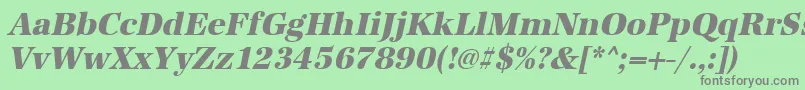 フォントUrwantiquatextbolnarOblique – 緑の背景に灰色の文字