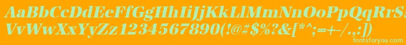 UrwantiquatextbolnarOblique Font – Green Fonts on Orange Background