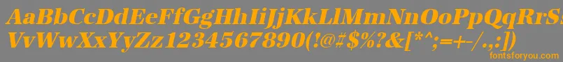 フォントUrwantiquatextbolnarOblique – オレンジの文字は灰色の背景にあります。