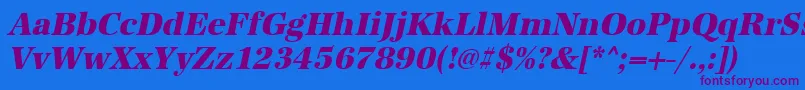 UrwantiquatextbolnarOblique-Schriftart – Violette Schriften auf blauem Hintergrund