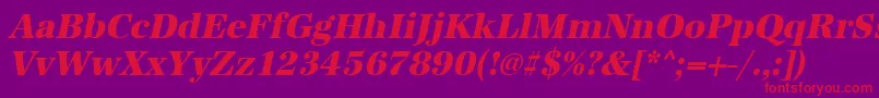 UrwantiquatextbolnarOblique Font – Red Fonts on Purple Background