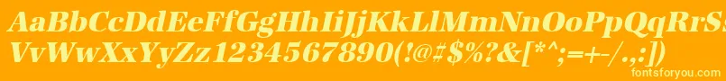 UrwantiquatextbolnarOblique Font – Yellow Fonts on Orange Background