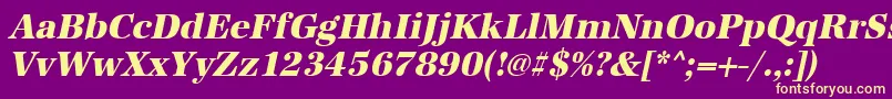 UrwantiquatextbolnarOblique Font – Yellow Fonts on Purple Background
