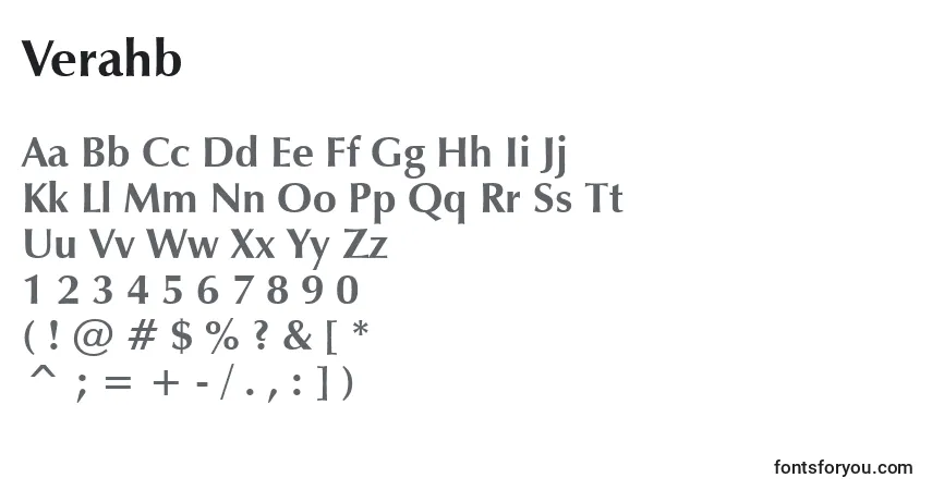 Schriftart Verahb – Alphabet, Zahlen, spezielle Symbole