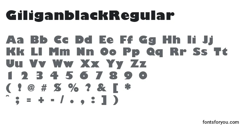 Czcionka GiliganblackRegular – alfabet, cyfry, specjalne znaki