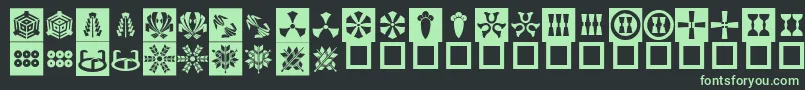Шрифт OrientPatternDingsSet3 – зелёные шрифты на чёрном фоне