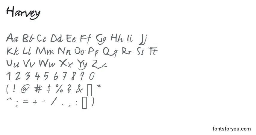 Schriftart Harvey – Alphabet, Zahlen, spezielle Symbole
