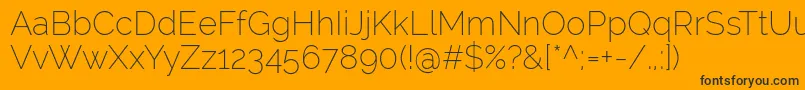 Шрифт RalewayExtralight – чёрные шрифты на оранжевом фоне
