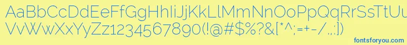 RalewayExtralight Font – Blue Fonts on Yellow Background