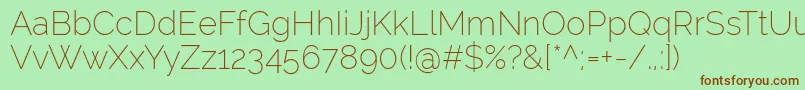 RalewayExtralight-fontti – ruskeat fontit vihreällä taustalla