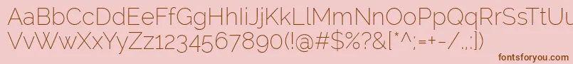 RalewayExtralight-fontti – ruskeat fontit vaaleanpunaisella taustalla