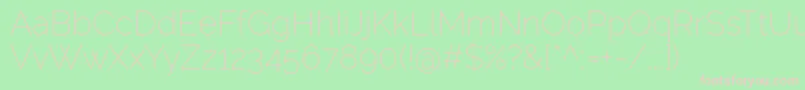 RalewayExtralight-fontti – vaaleanpunaiset fontit vihreällä taustalla