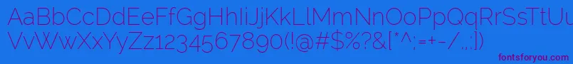 RalewayExtralight Font – Purple Fonts on Blue Background